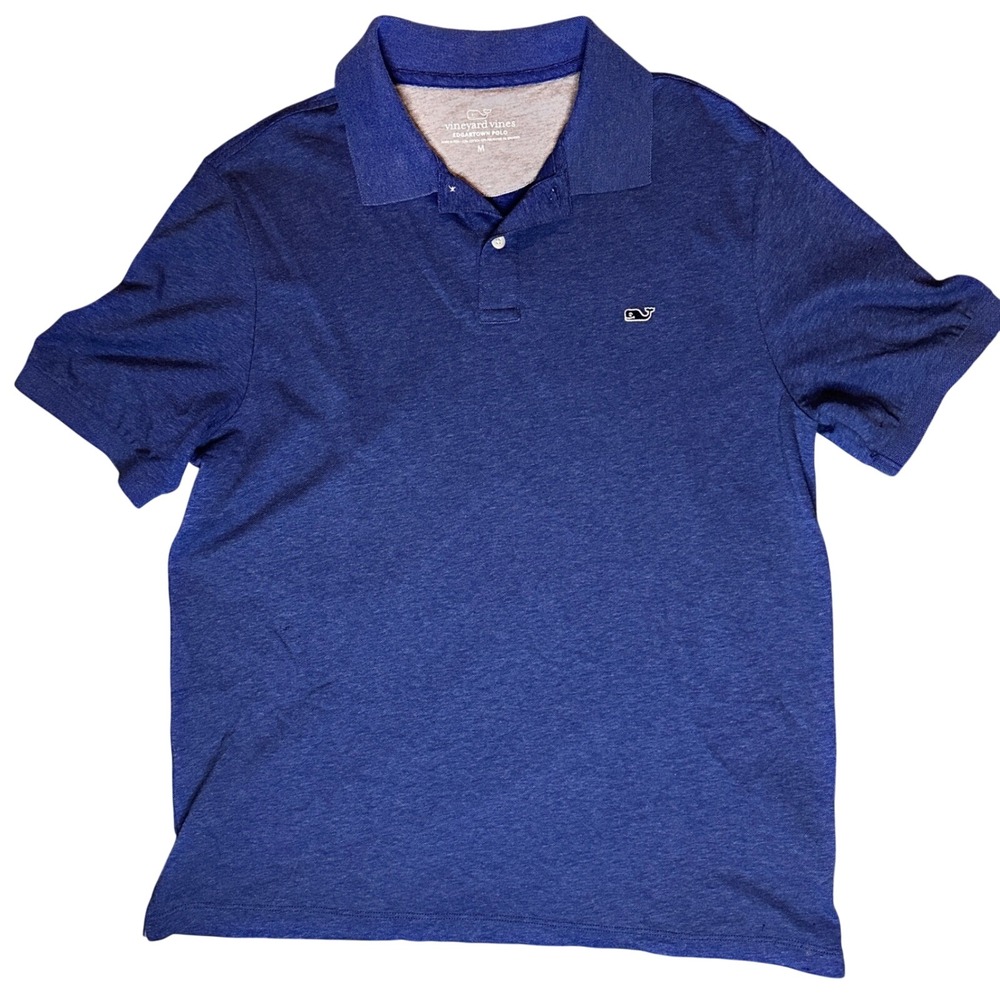 Vineyard Vines Edgartown Polo Blue Heather Soft Stretch Shirt Mens Medium